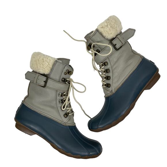 Sperry x J. Crew Shearwater Winter Duck Boots Gray Blue Size 9M - Picture 4 of 8